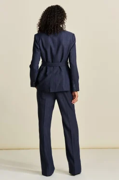 POM Amsterdam BLAZER Striped Midnight Blue New