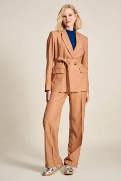 POM Amsterdam BLAZER Striped Sugar Brown New