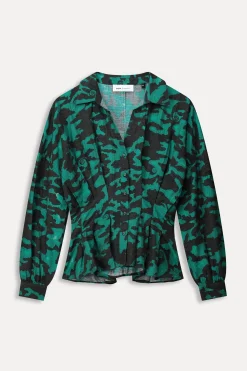 POM Amsterdam BLOUSE Camo Teal Green Sale