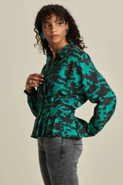 POM Amsterdam BLOUSE Camo Teal Green Sale