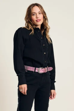 POM Amsterdam BLOUSE Denim Washed Black Discount