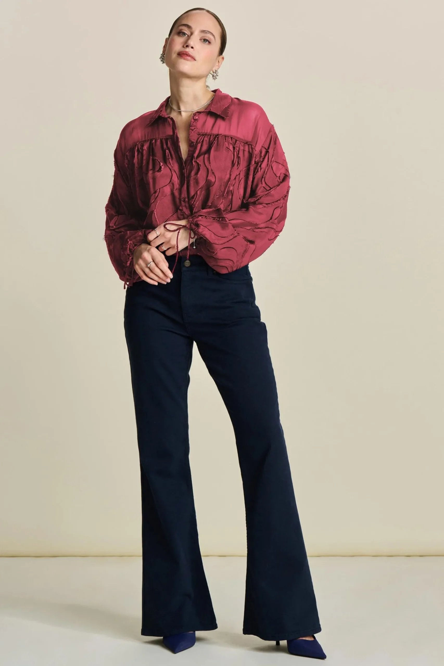 POM Amsterdam BLOUSE Jacquard Burgundy Red