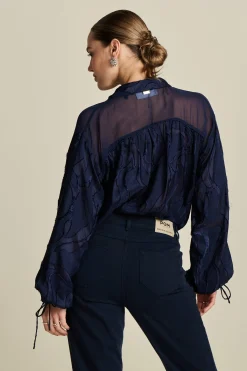 POM Amsterdam BLOUSE Jacquard Midnight Blue Best