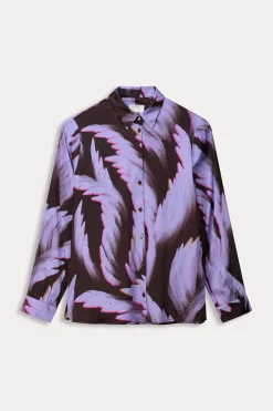 POM Amsterdam BLOUSE Mila Satin Feathers Brown Hot