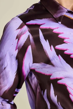 POM Amsterdam BLOUSE Mila Satin Feathers Brown Hot