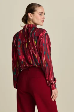 POM Amsterdam BLOUSE Milly Woody Burgundy Red New