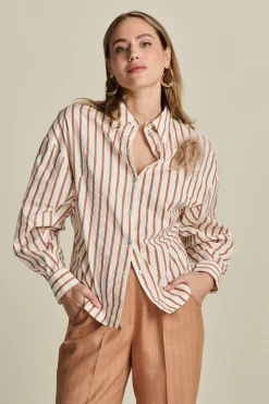 POM Amsterdam BLOUSE Striped Poplin White Hot