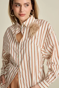 POM Amsterdam BLOUSE Striped Poplin White Hot
