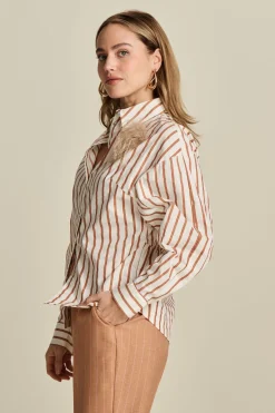 POM Amsterdam BLOUSE Striped Poplin White Hot