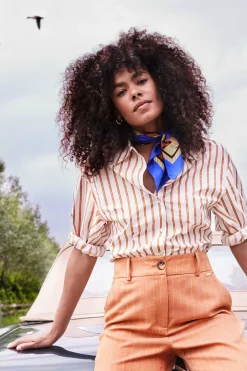 POM Amsterdam BLOUSE Striped Poplin White Hot