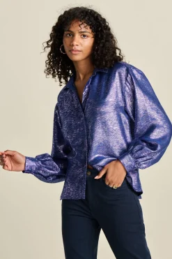 POM Amsterdam BLOUSE Violet Festive Blue Online