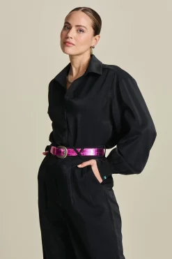 POM Amsterdam BLOUSE Violet Shimmer Black Online