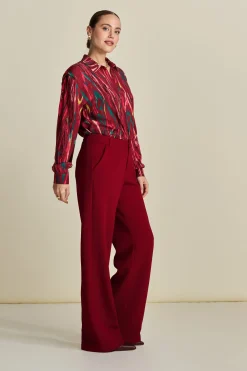 POM Amsterdam BROEK Wide Leg Burgundy Red