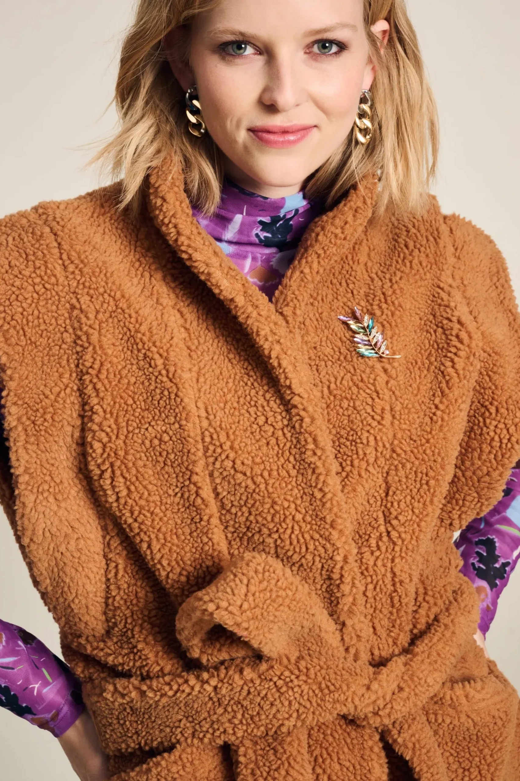POM Amsterdam GILET Teddy Sugar Brown Online