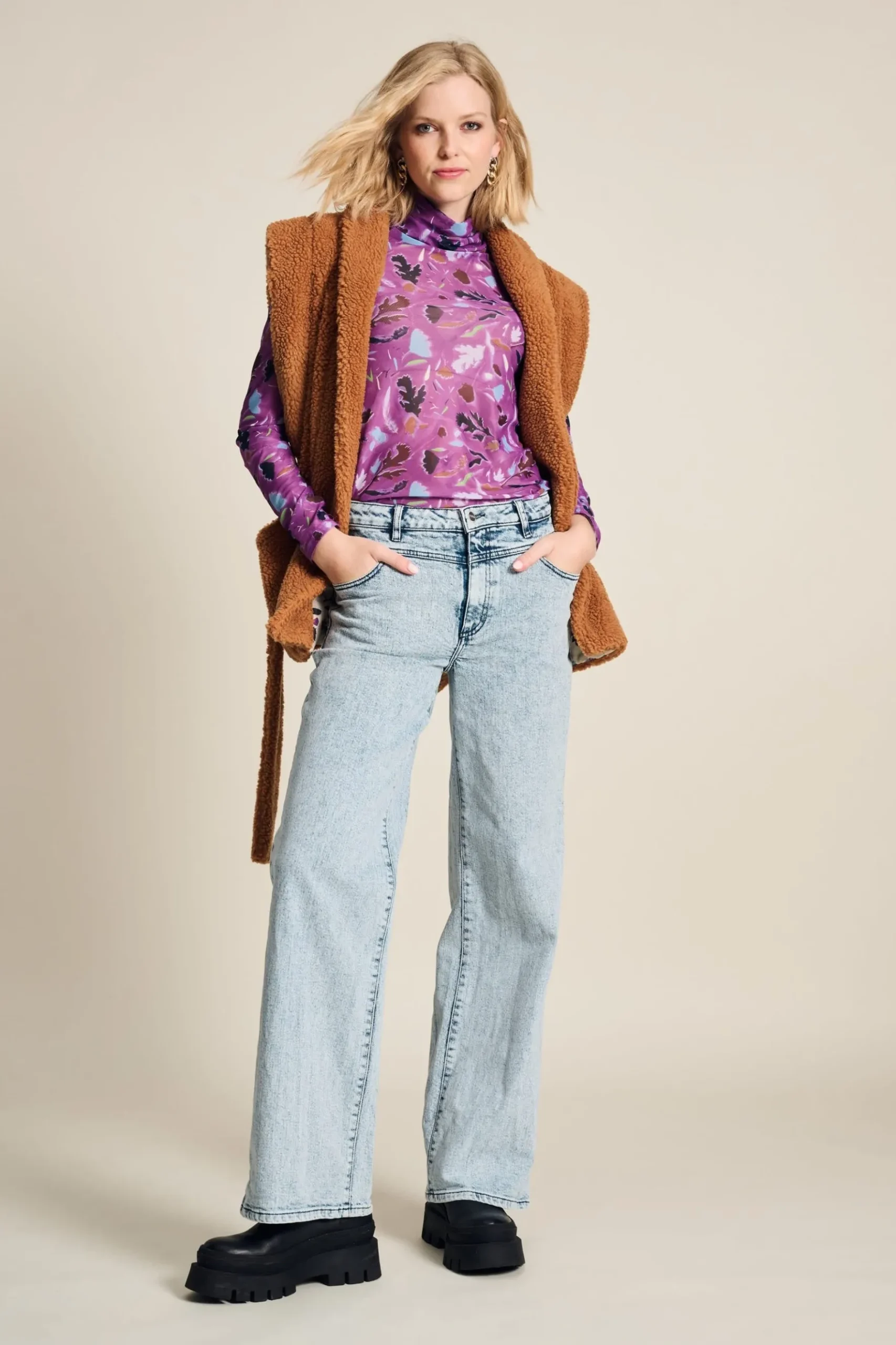 POM Amsterdam GILET Teddy Sugar Brown Online