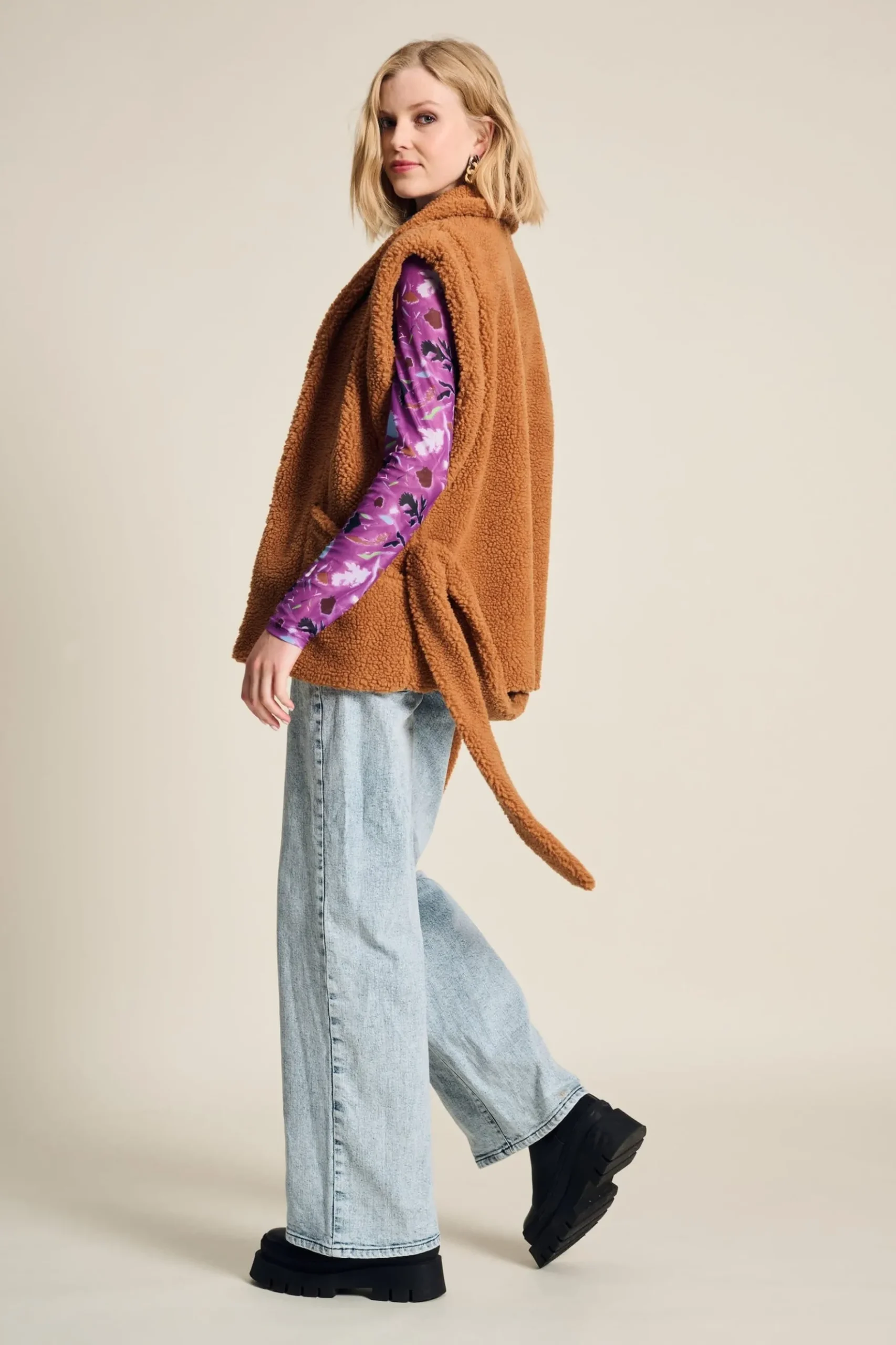 POM Amsterdam GILET Teddy Sugar Brown Online