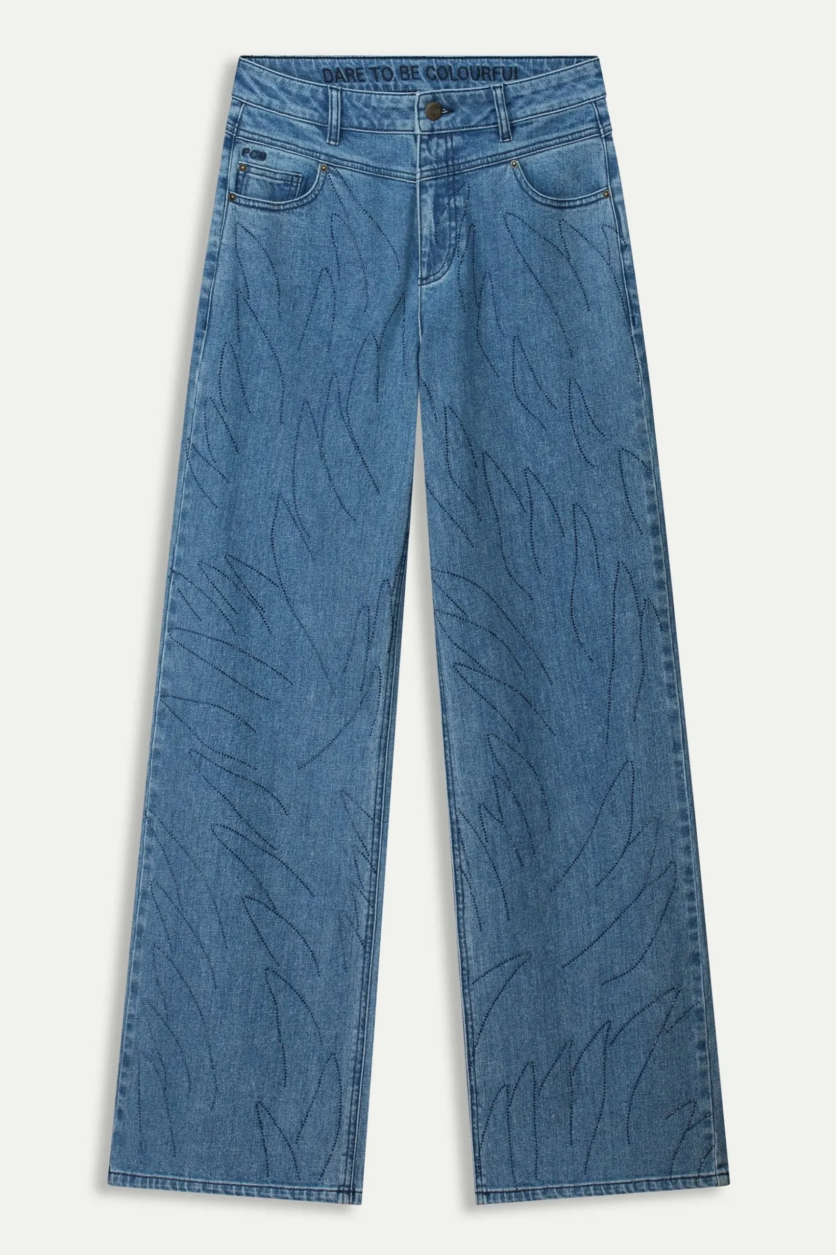 POM Amsterdam JEANS Wide Leg Denim Rhinestones
