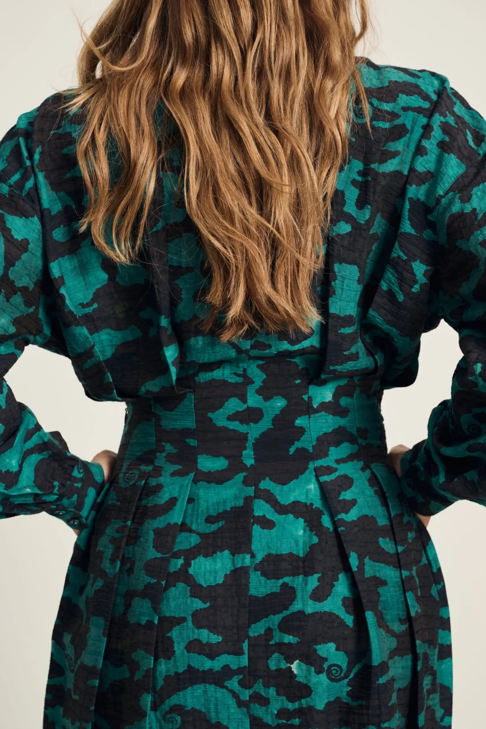 POM Amsterdam JURK Camo Teal Green Discount