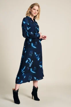 POM Amsterdam JURK Blue Feathers and Floral Best