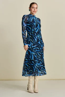 POM Amsterdam JURK Mesh Feathers Blue Outlet