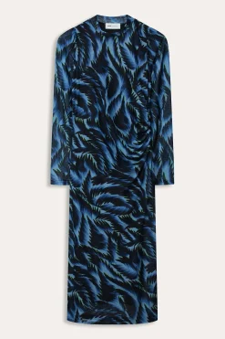 POM Amsterdam JURK Mesh Feathers Blue Outlet
