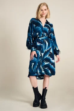 POM Amsterdam JURK Jada Feathers Blue Clearance