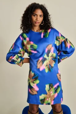 POM Amsterdam JURK Satin Butterfly Blue Best