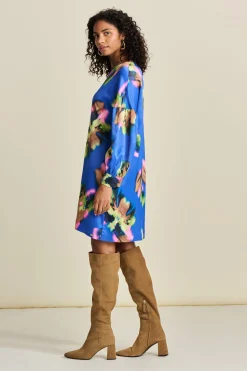POM Amsterdam JURK Satin Butterfly Blue Best