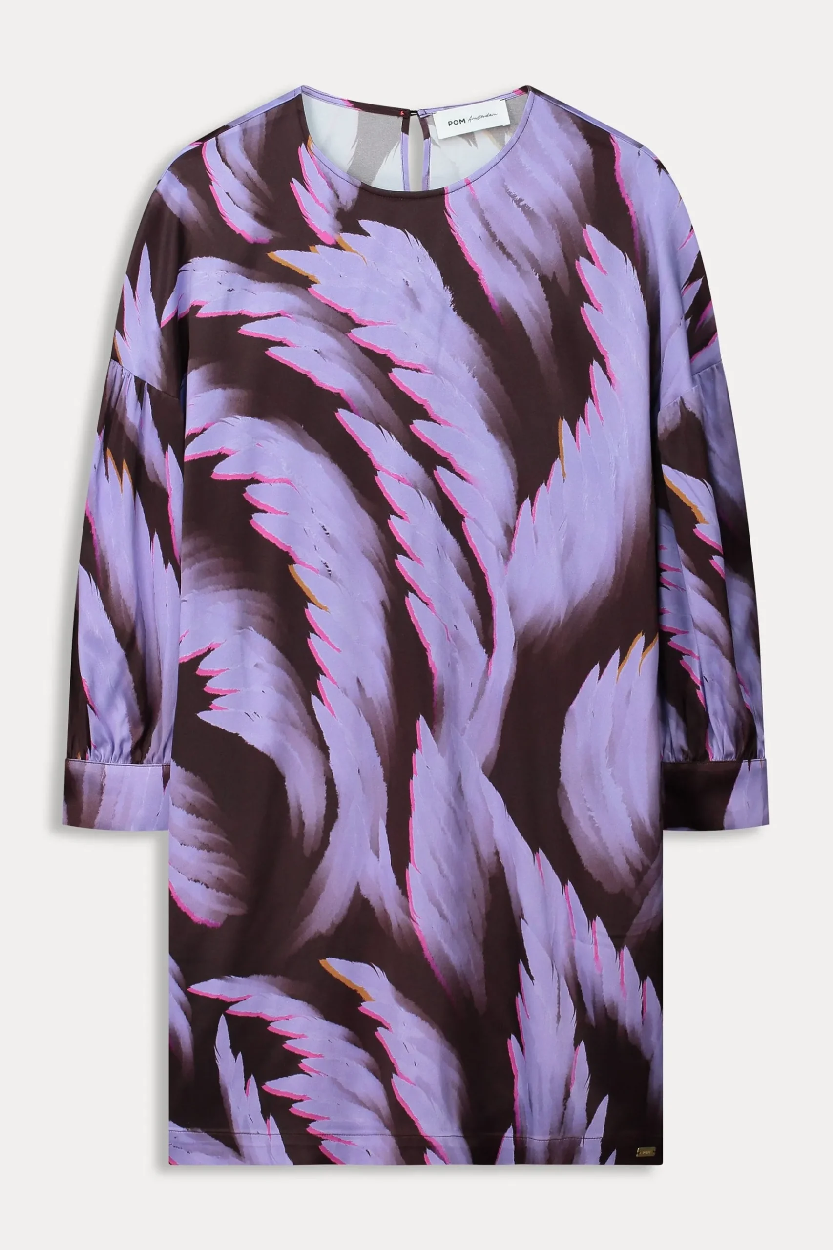 POM Amsterdam JURK Satin Feathers Brown